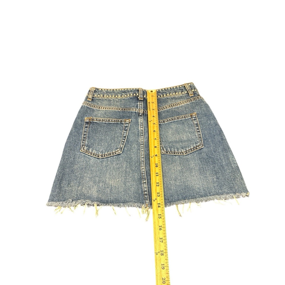 TOPSHOP MOTO Womens Mini Studded Denim Skirt Size 6 Y2K - Picture 4 of 7